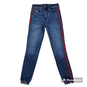 Abercrombie and Fitch Simone High Rise ankle jeans size 2 Blue Red